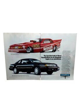 1987 Ford Thunderbird Goodyear Eagles Racing 2 Page Vintage Ad